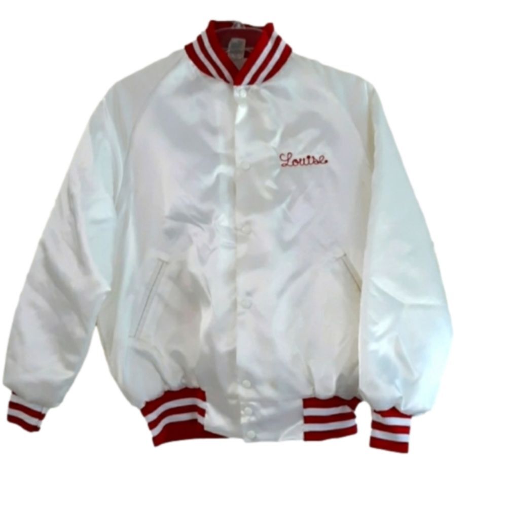 VINTAGE Windjammer 90's White Satin Bomber Jacket VFW - Picture 2 of 12